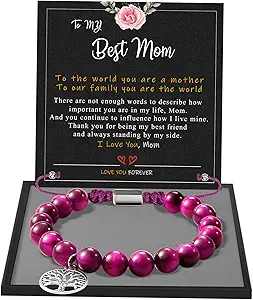 Stocking Stuffers for Teens, Christmas Gifts for Mom from Daughter Beaded Bracelets for Women Teen Girl Gifts Adjustable Charm Link Bead Birthday Graduation Gift for Her Girlfriend Sister
