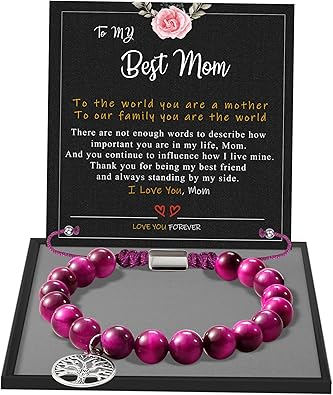 Stocking Stuffers for Teens, Christmas Gifts for Mom from Daughter Beaded Bracelets for Women Teen Girl Gifts Adjustable Charm Link Bead Birthday Graduation Gift for Her Girlfriend Sister