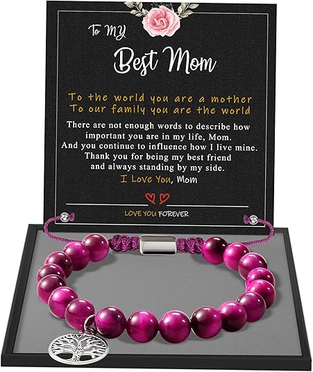 Stocking Stuffers for Teens, Christmas Gifts for Mom from Daughter Beaded Bracelets for Women Teen Girl Gifts Adjustable Charm Link Bead Birthday Graduation Gift for Her Girlfriend Sister
