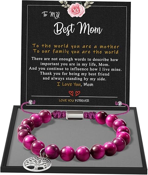 Stocking Stuffers for Teens, Christmas Gifts for Mom from Daughter Beaded Bracelets for Women Teen Girl Gifts Adjustable Charm Link Bead Birthday Graduation Gift for Her Girlfriend Sister