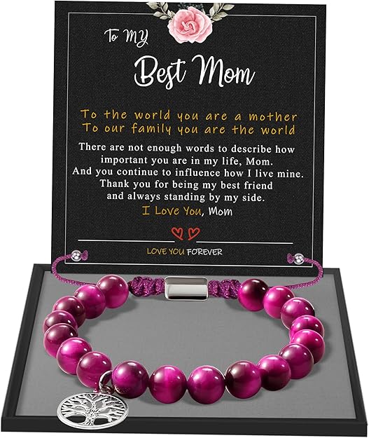 Stocking Stuffers for Teens, Christmas Gifts for Mom from Daughter Beaded Bracelets for Women Teen Girl Gifts Adjustable Charm Link Bead Birthday Graduation Gift for Her Girlfriend Sister
