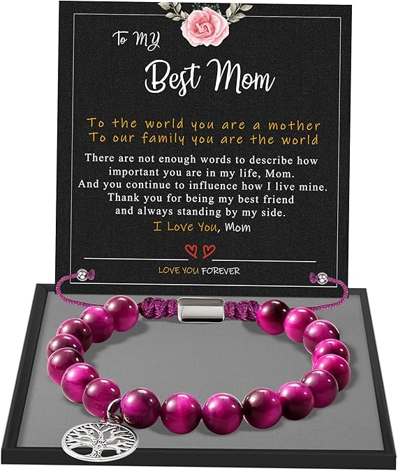 Stocking Stuffers for Teens, Christmas Gifts for Mom from Daughter Beaded Bracelets for Women Teen Girl Gifts Adjustable Charm Link Bead Birthday Graduation Gift for Her Girlfriend Sister