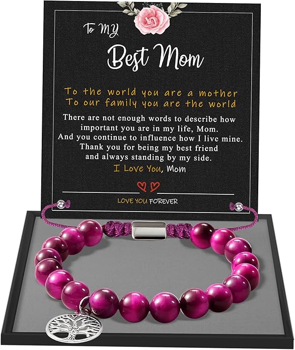 Stocking Stuffers for Teens, Christmas Gifts for Mom from Daughter Beaded Bracelets for Women Teen Girl Gifts Adjustable Charm Link Bead Birthday Graduation Gift for Her Girlfriend Sister