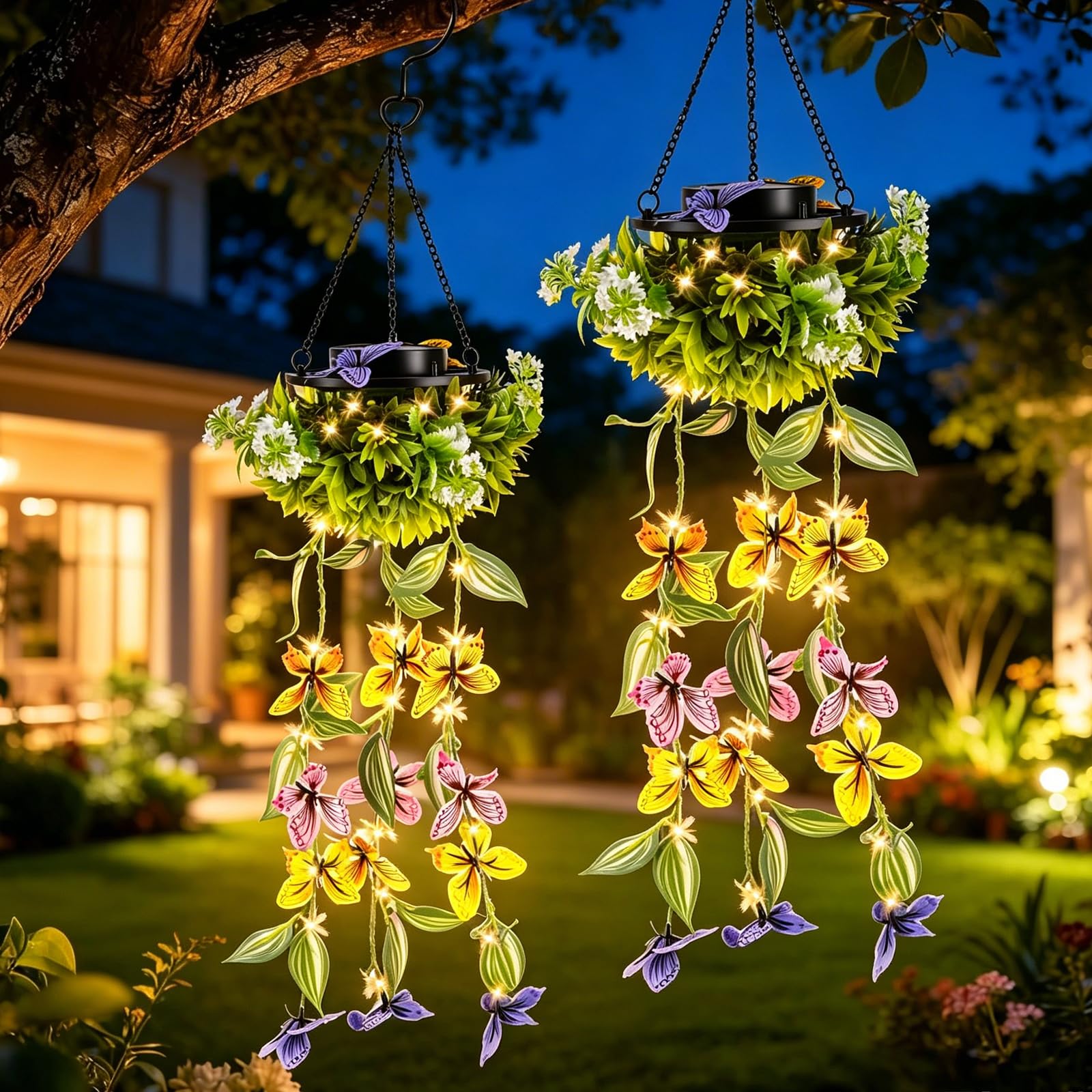 DEECOZY Schmetterling Solarlampen,2PCS Solarlampen Für Außen Garten Für Außen Garten Balkon Deko,Solar Windspiele, Solarlampen Für Außen Hängend,Gartendeko Für Draußen Wetterfest Für Frauen Mama Oma