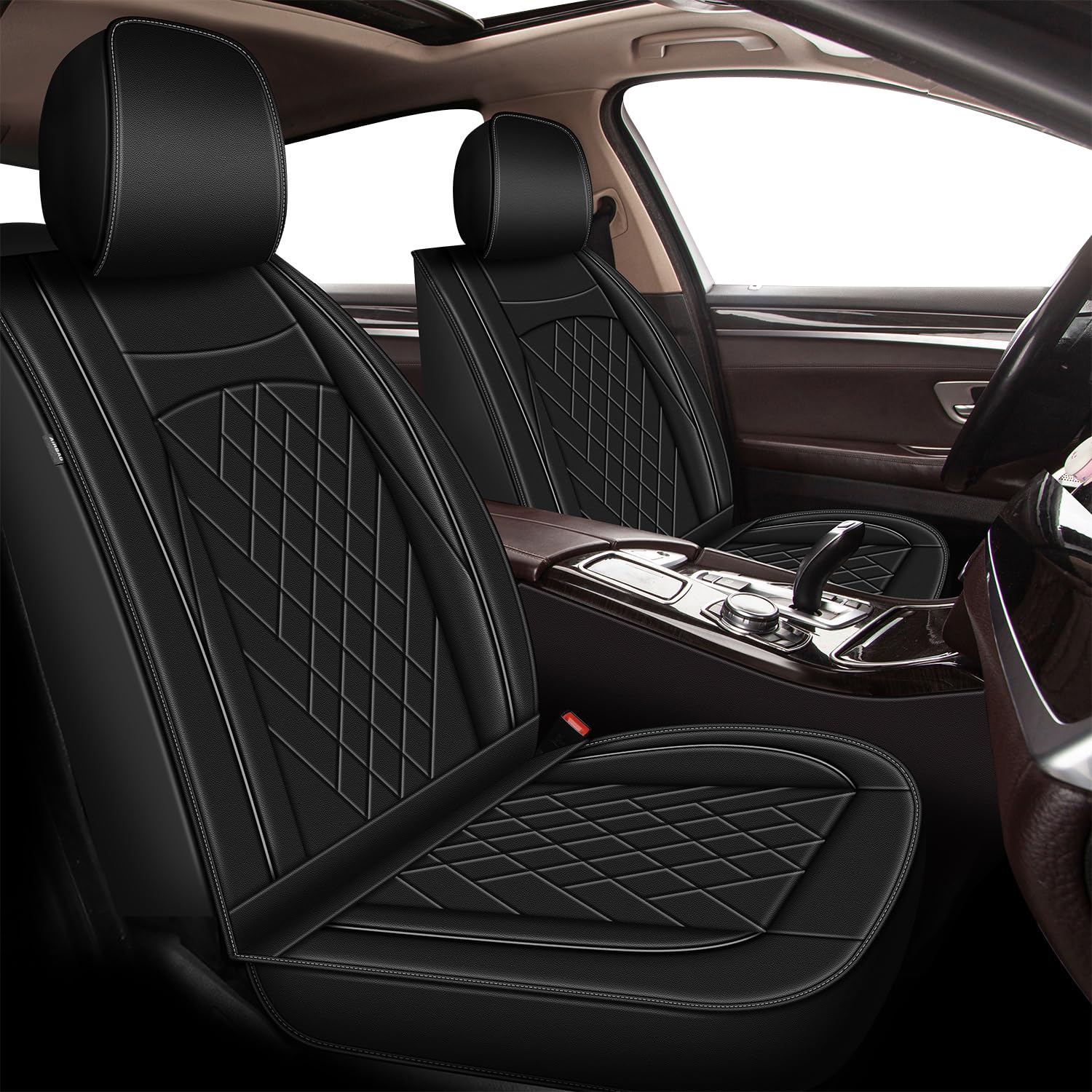 Seat Covers Fit for Buick Encore GX 2020-2025: Car Seat Covers Front Set Full Coverage Leather Seat Cushion Protector Covers (2 Seats, Black)