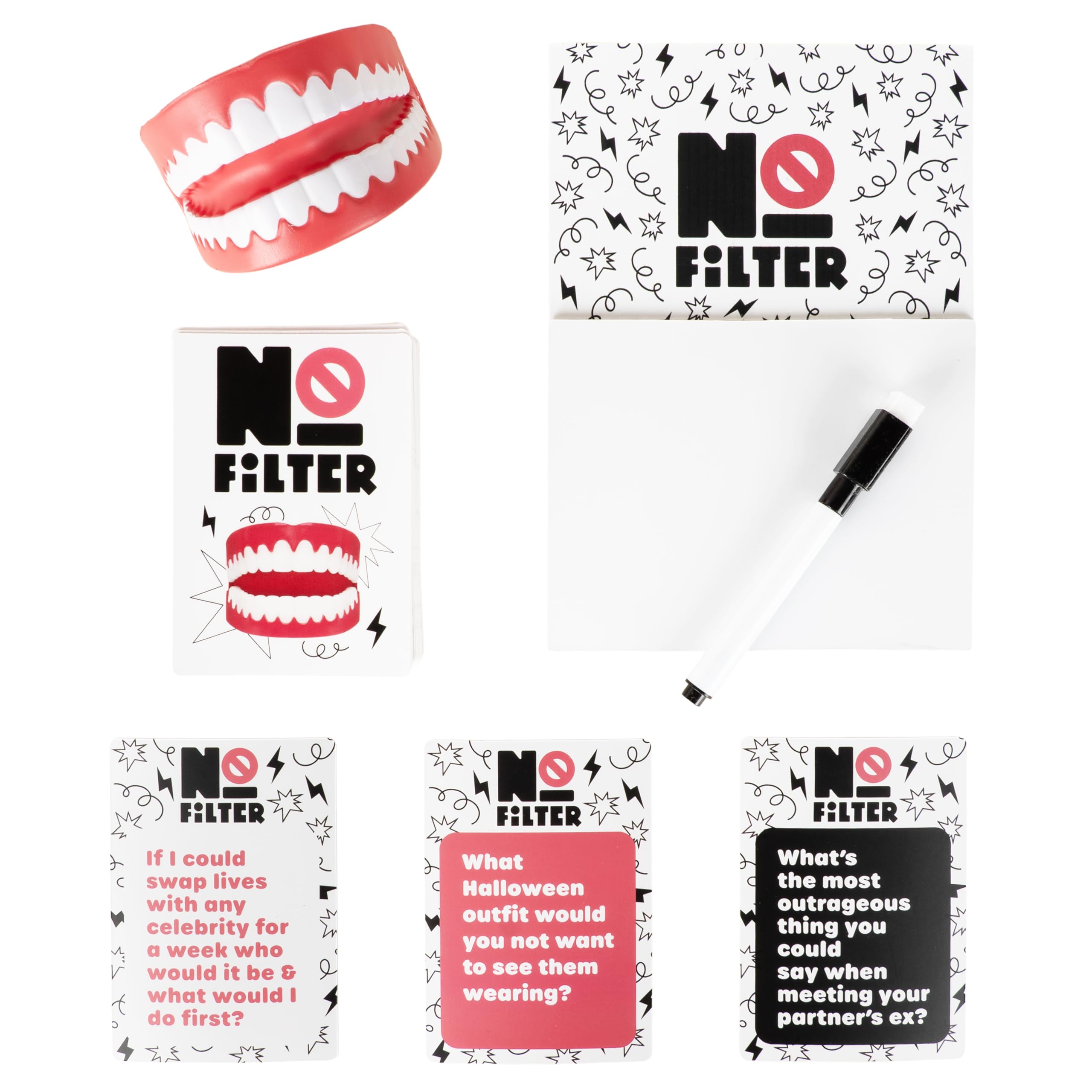 Fizz Creations No Filter Adult Party Card Game - Lustige Wilde Spiele mit Whiteboards & Stiften, 100+ Prompt Karten, Lustiges Wahrheitsspiel für Freunde, Spieleabend, Junggesellinnenabschied
