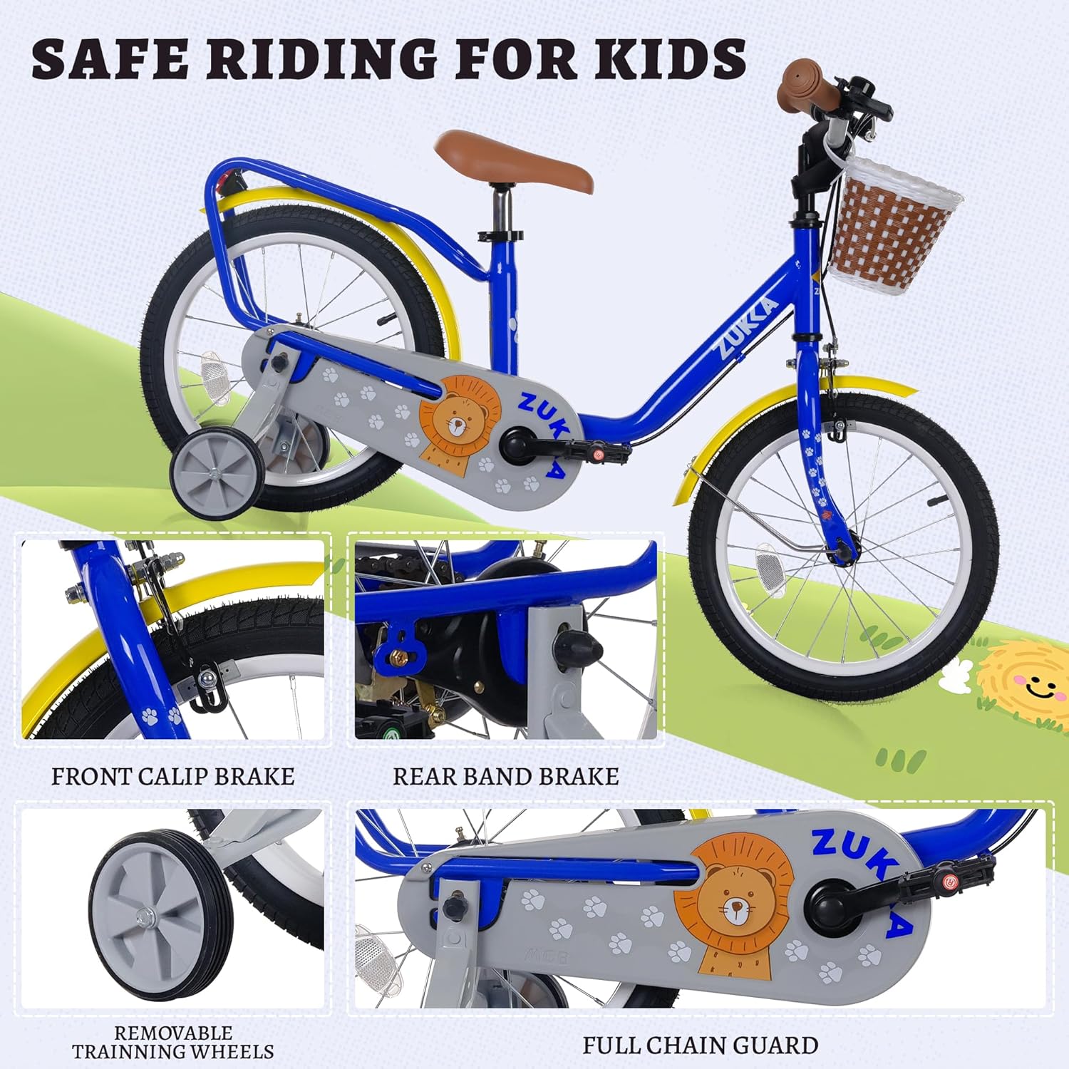 WEEROCK 16 Inch Kids Bike for 4-7 Years Old Boys Girls, Kid's Bicycle with Trainning Wheels, Front Basket, Rear Rack, 16" Child Bikes, Great Gift for Little Kids, Multiple Colors