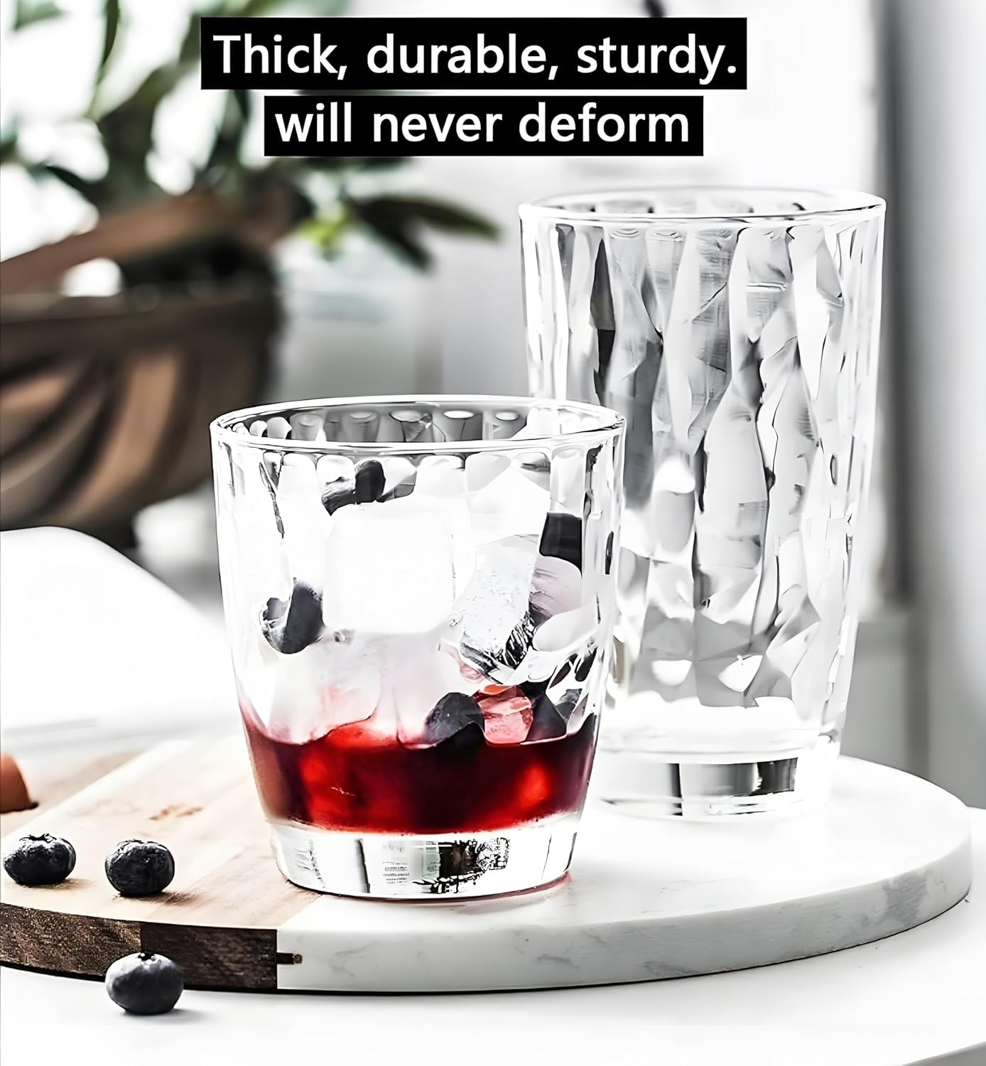 10 Oz Unbreakable Tritan Drinking Glasses Shatterproof Acrylic Glasses Drinkware BPA Free Hard Plastic Cups Reusable Kitchen Water Glasses Drinking Set of 8 (Clear)
