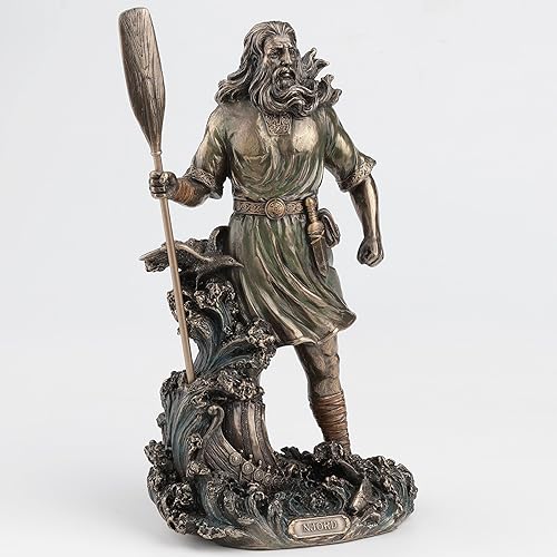 Miniatura 2 de Veronese Design 10 3/8 pulgadas de alto Njord nórdico dios del viento y el mar vikingo nórdico fundido en frío de resina bronceada escultura