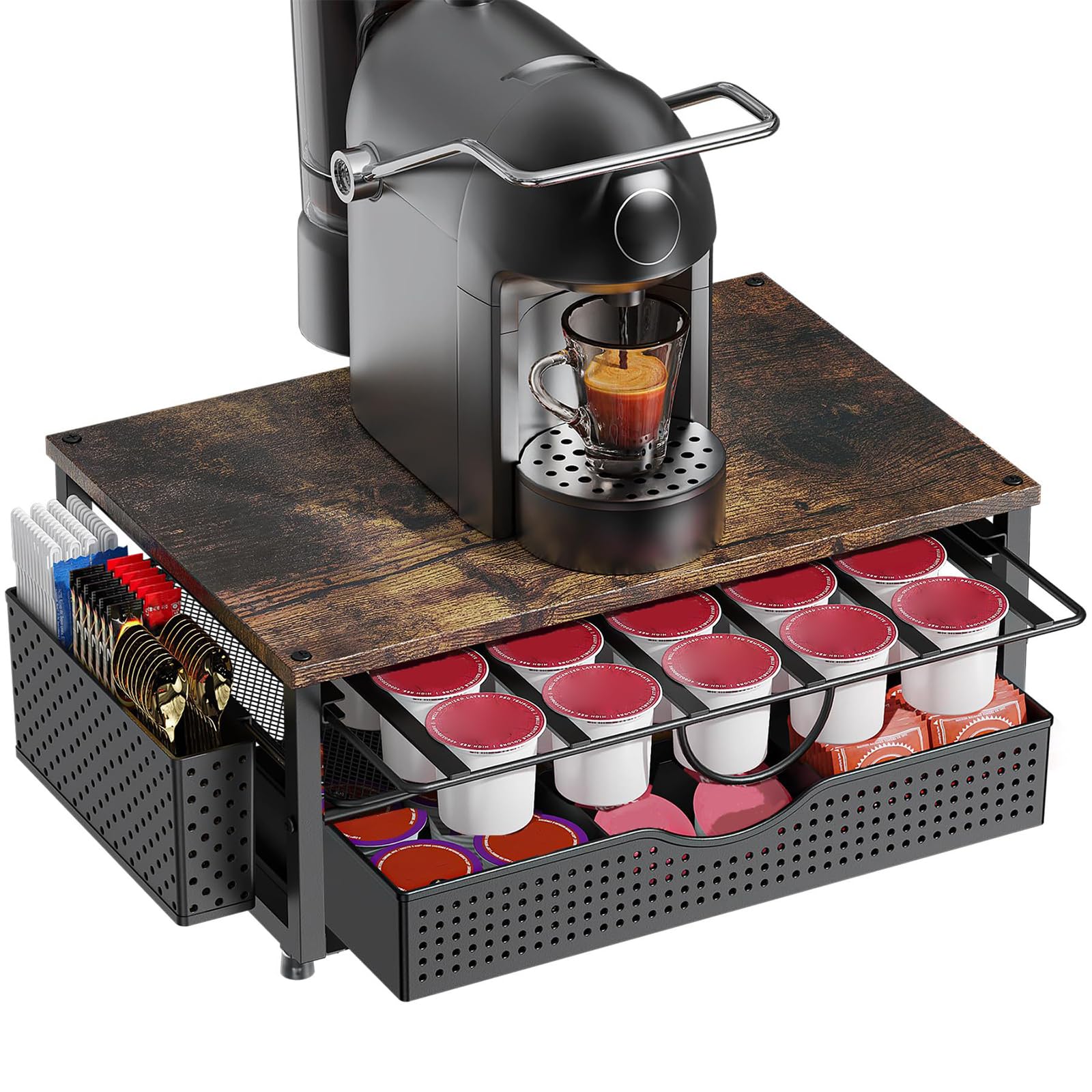 Porte-gobelet à café en métal avec tiroirs Lisses pour Un agencement soigné de 26 ou 48 portions dans la Cuisine ou l ' Espace de Travail