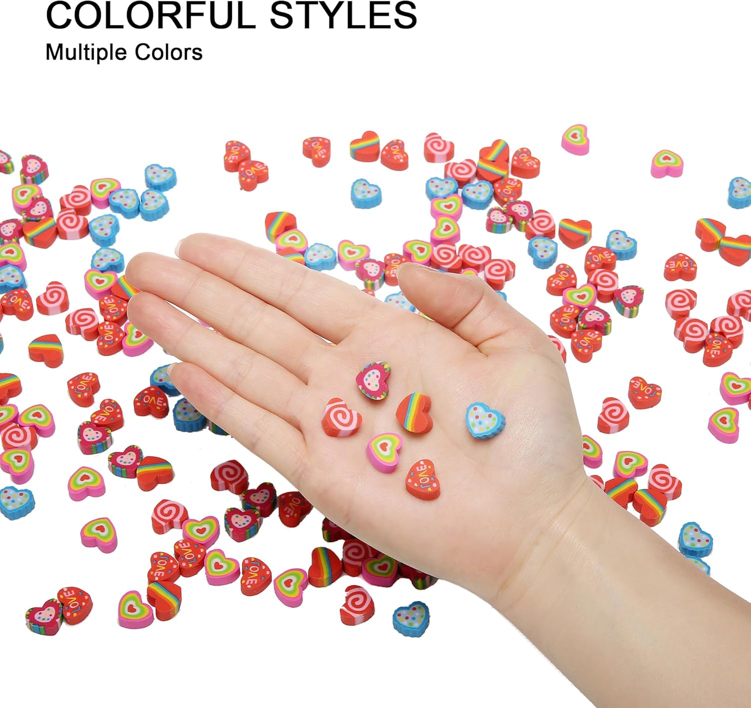 HILAZA 300Pcs Mini Heart Erasers Bulk, Small Erasers for Valentines Day Gifts Party Favors School Classroom Rewards - Image 3