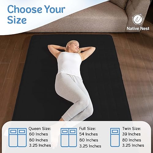 Miniatura 6 de Native Nest Shikibuton - Colchón de suelo japonés de firmeza media para adultos, colchón futón japonés plegable y portátil (Queen, negro)