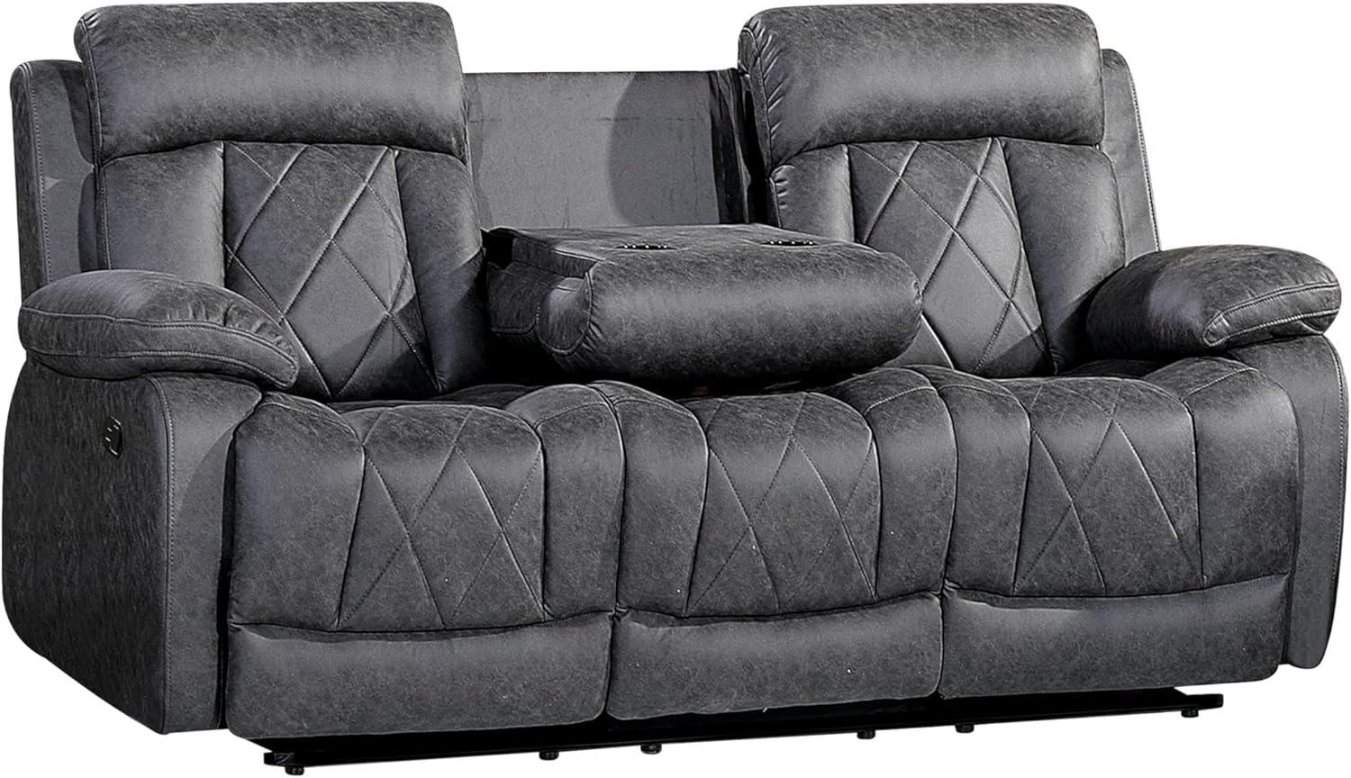 Betsy Furniture Soft Microfiber Manual Reclining Sofa Set, Sofa with Drop Down Table, Loveseat with Bluetooth Speaker and Type-C Charger, Recliner 9052 (Manual, Sofa+Loveseat)