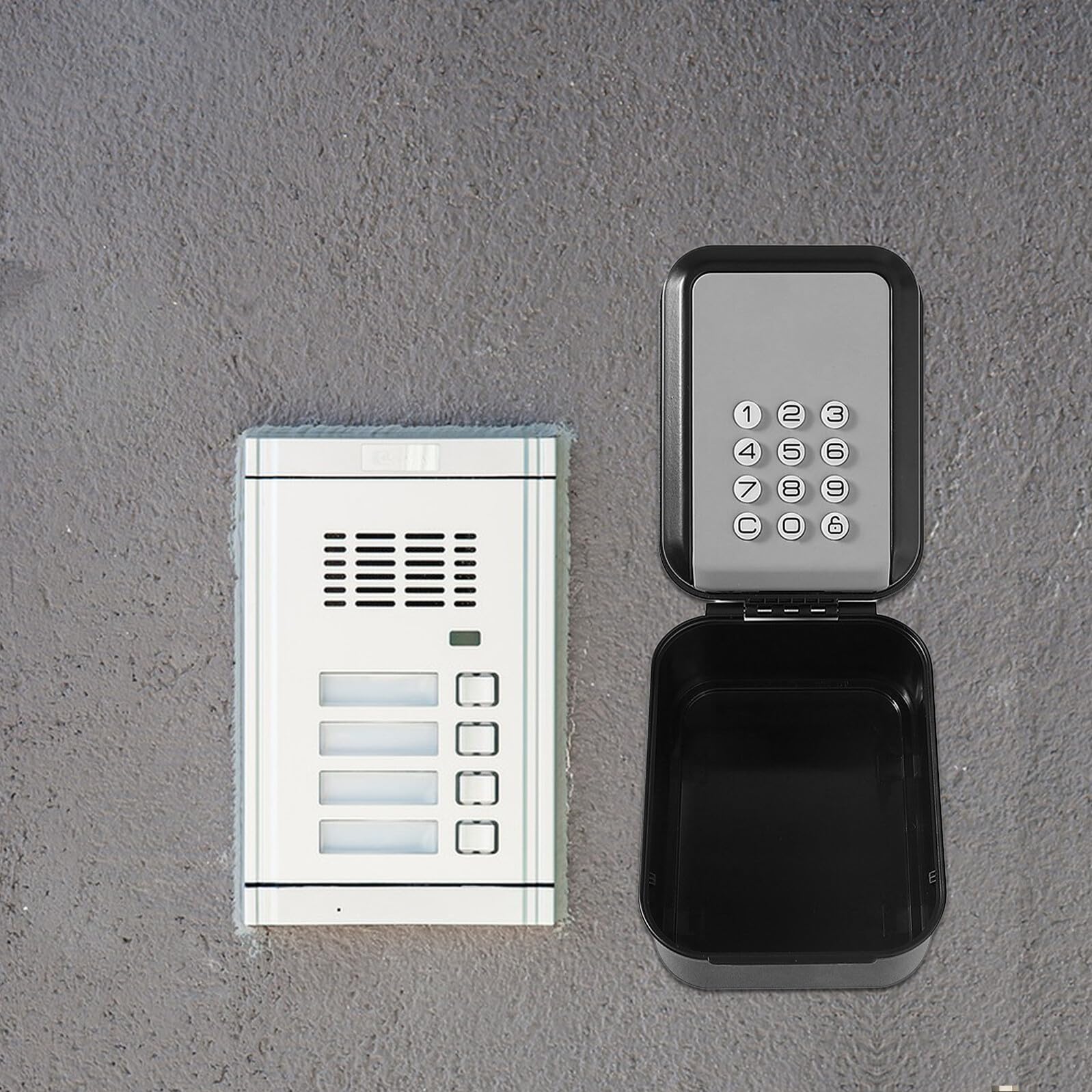 Smart - Caja de bloqueo de llave de pared con código de 9 dígitos, caja fuerte de metal para uso en exteriores, acceso remoto para el hogar, oficina, Ga Securi