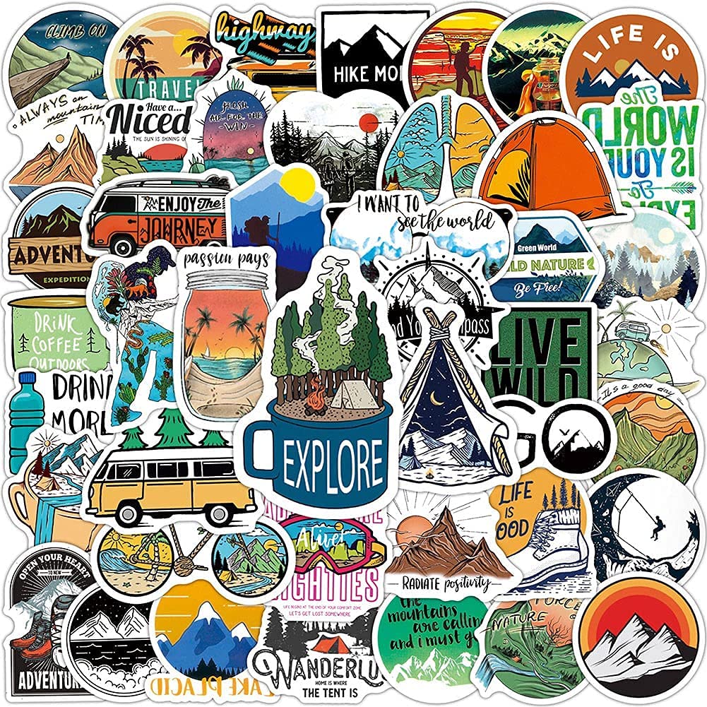 iDream Camping Landscape Outdoor Adventure Climbing Travel Waterproof Vinyl DIY Sticker for Laptop Desk Skateboard Luggage Guitar Toy Furniture Scrapbook (Set of 100) (B09CZGRZ45) Amazon Price History, Amazon Price Tracker
