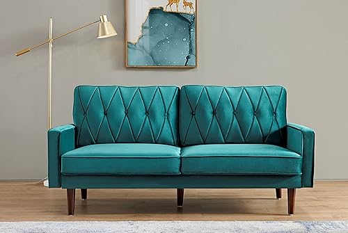 Miniatura 8 de Container Furniture Direct S5737N - Sofá de terciopelo copetudo de estilo moderno para sala de estar con tapicería de tela suave y marco de madera