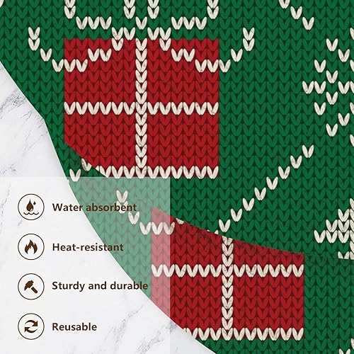 Miniatura 3 de 3 Pcs Extra Large Trivet Christmas Knit Pattern Trees Snowflakes for Hot Pots and Pans 15in Cotton Thread Weave Absorb Water Potholders for Instant