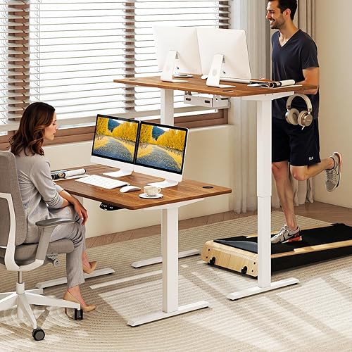 Miniatura 4 de Tangkula Escritorio eléctrico de pie con motor doble, 48 x 30 pulgadas, altura ajustable, estación de trabajo para computadora con controlador de