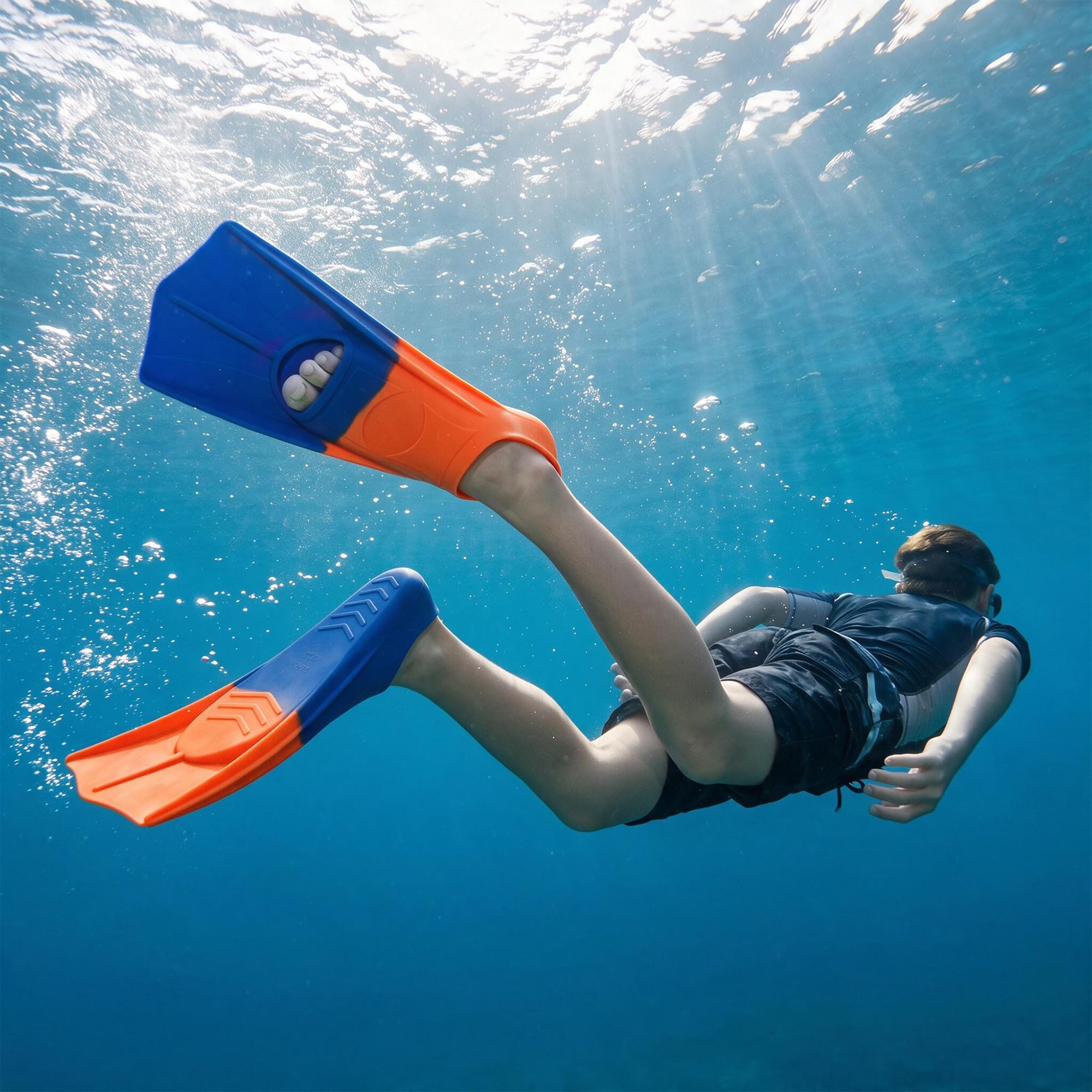 Pinne da nuoto corte per bambini, pinne per allenamento sul giro, per