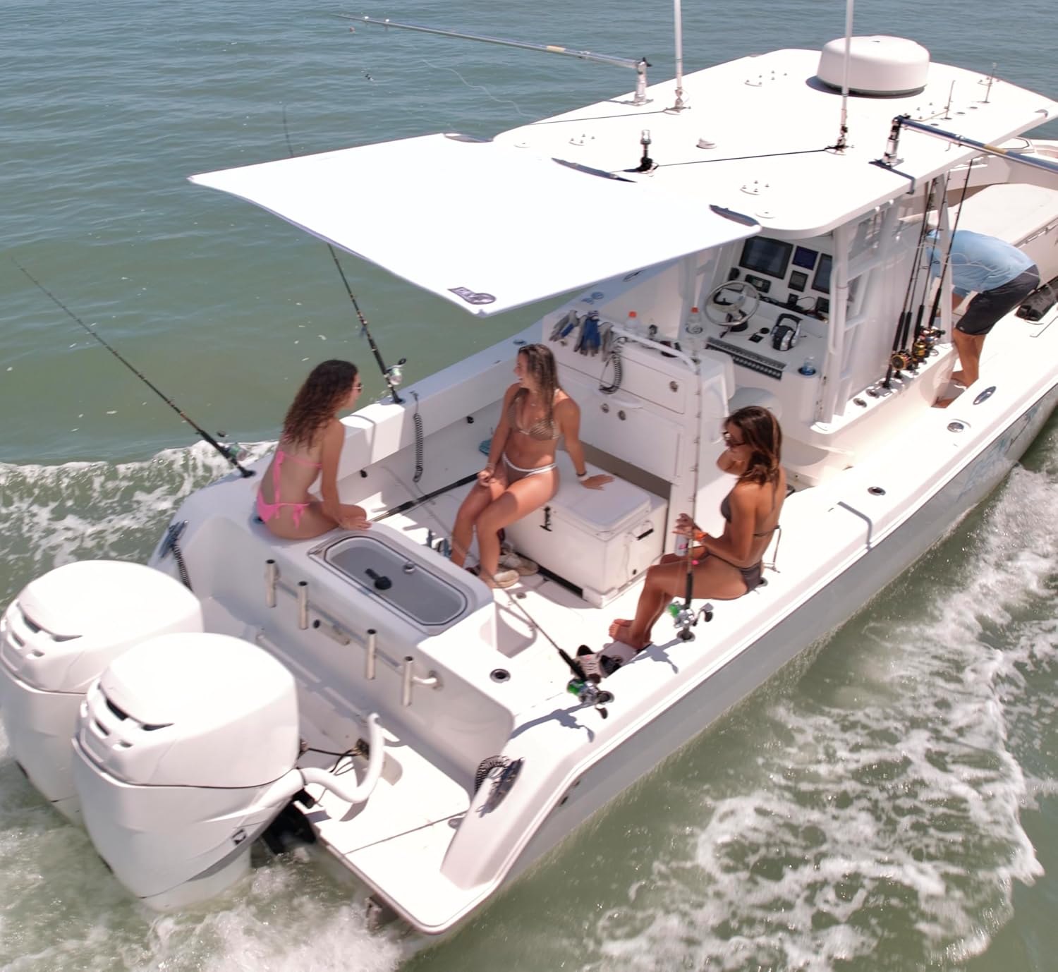 6.5 x5.5 White SS100 Single Rod Holder Stern Boat Center Console Sun Shade