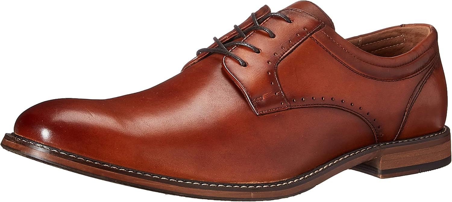 Stacy Adams Men's Faulkner Plain Toe Oxford, Cognac, 10 M US