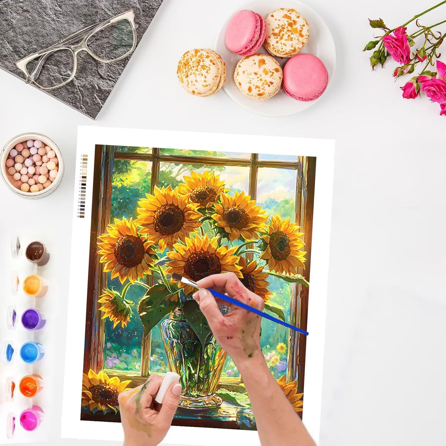 WEISHIWE Vase à tournesols Peinture Numero Adulte Kits, 80x100cm m-985