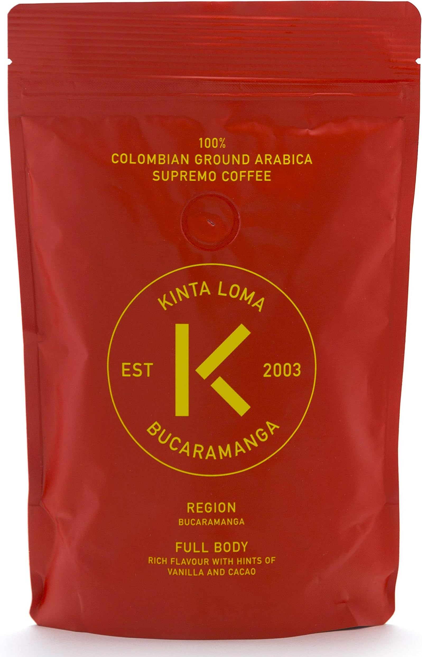 Kinta Loma - 100% Finest Colombian Freshly Roasted Ground Coffee Arabica Supremo (Bucaramanga - Full Body - Hints of Vanilla Cacao)