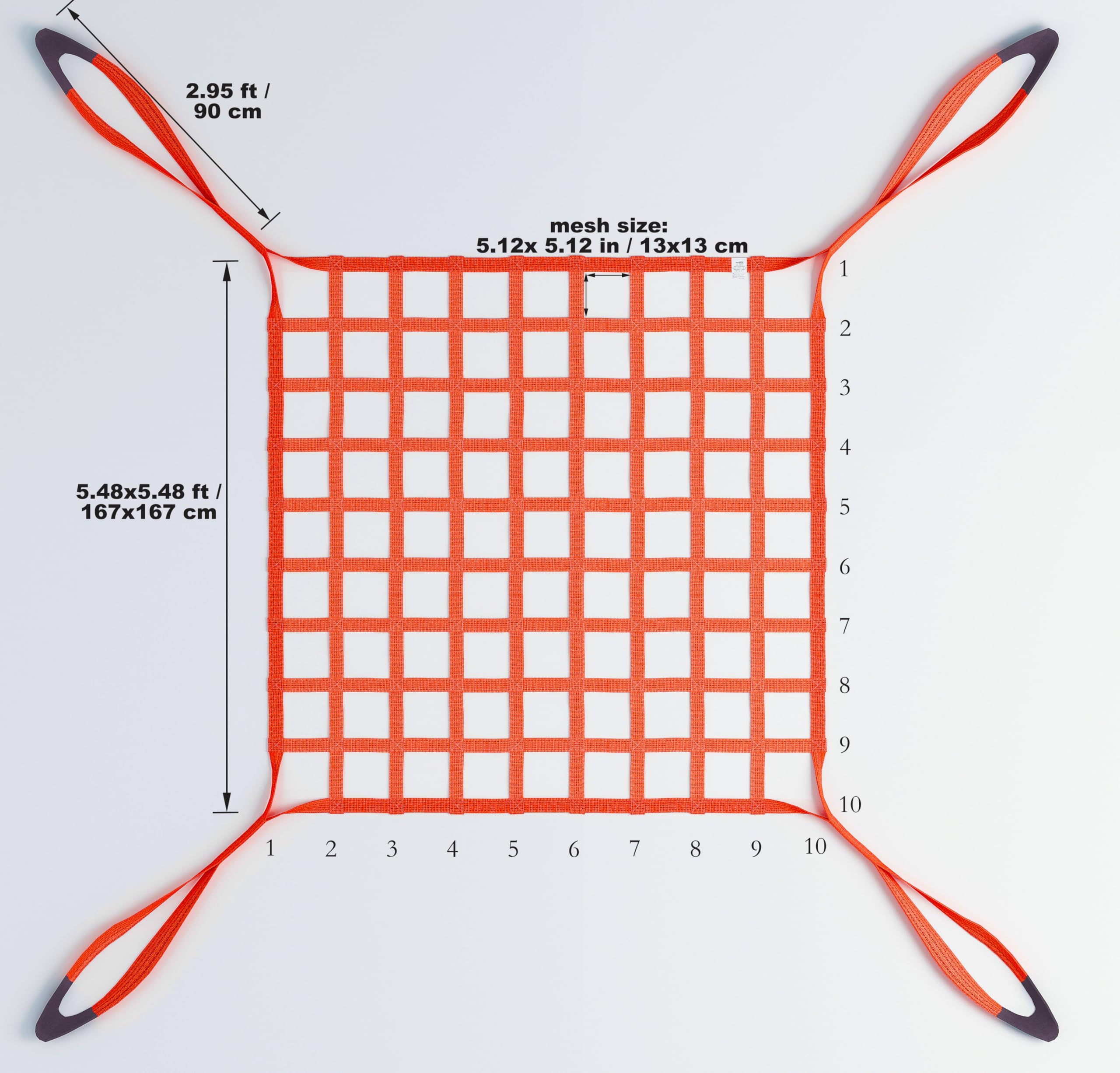 DATEDGE 5.48' x 5.48' Cargo Hoisting Net, Heavy-Duty Lifting Net, Flat Polyester Sling, 4400 LBS Max Load Capacity, Ideal for Industrial & Maritime Applications