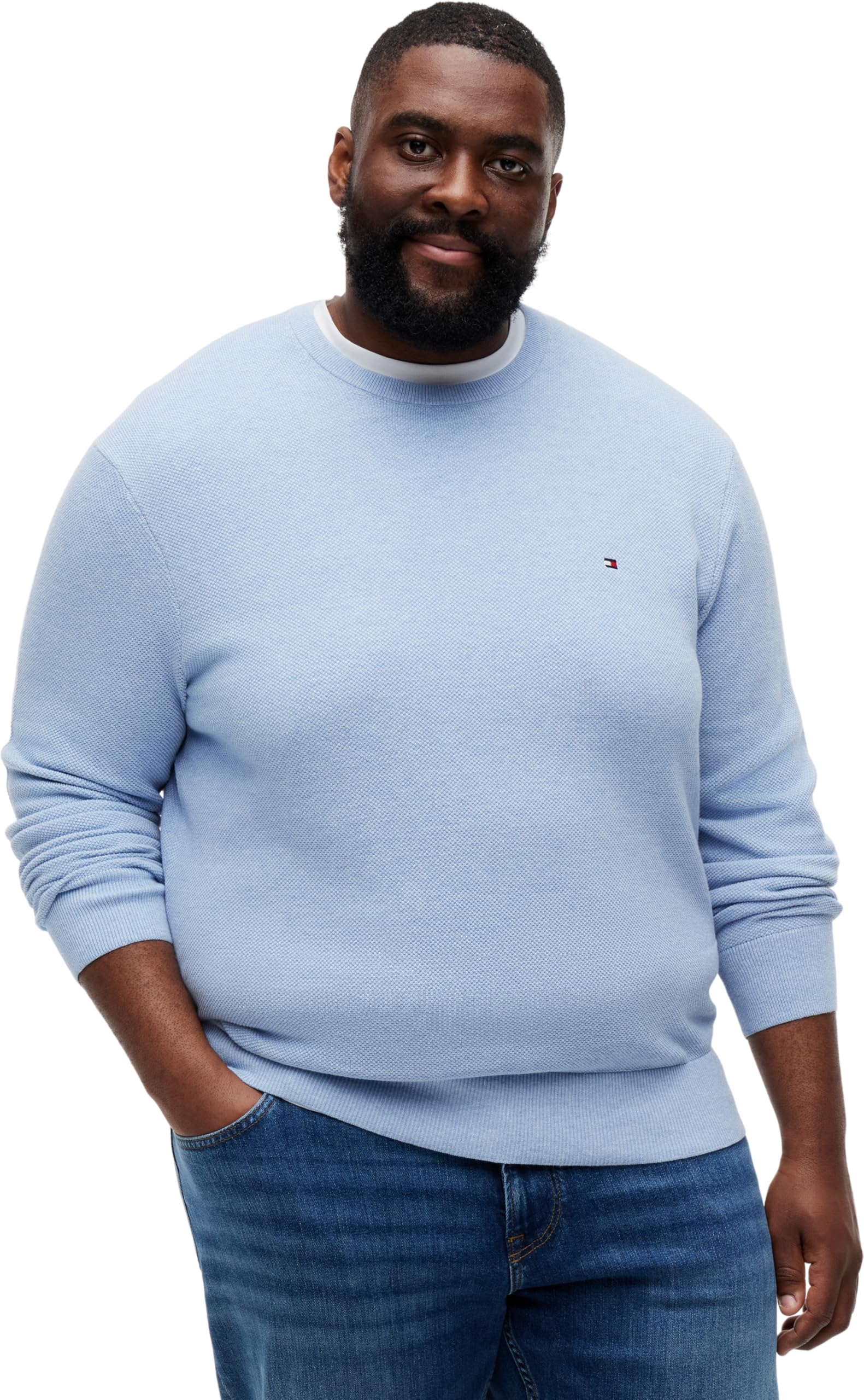 Pull col rond Tommy Hilfiger coupe confortable homme bleu taille 3XL - 7
