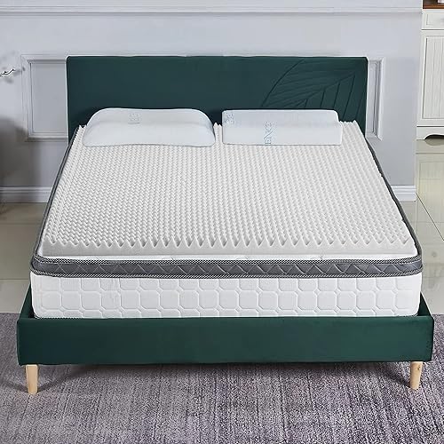 Miniatura 2 de Treaton, Cubrecolchón de 1 pulgada de espuma de alta densidad ondulada, con certificado CertiPUR-US para una comodidad y soporte superiores, tamaño