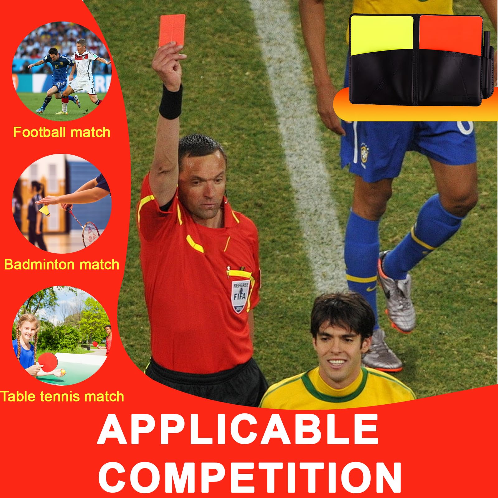 Kit de Tarjetas de Árbitro para Fútbol, Tarjeta de Árbitro Roja Amarilla Kit, Silbato de Árbitro, Hojas de Resultados y Lápiz para Fútbol y Partidos de Baloncesto