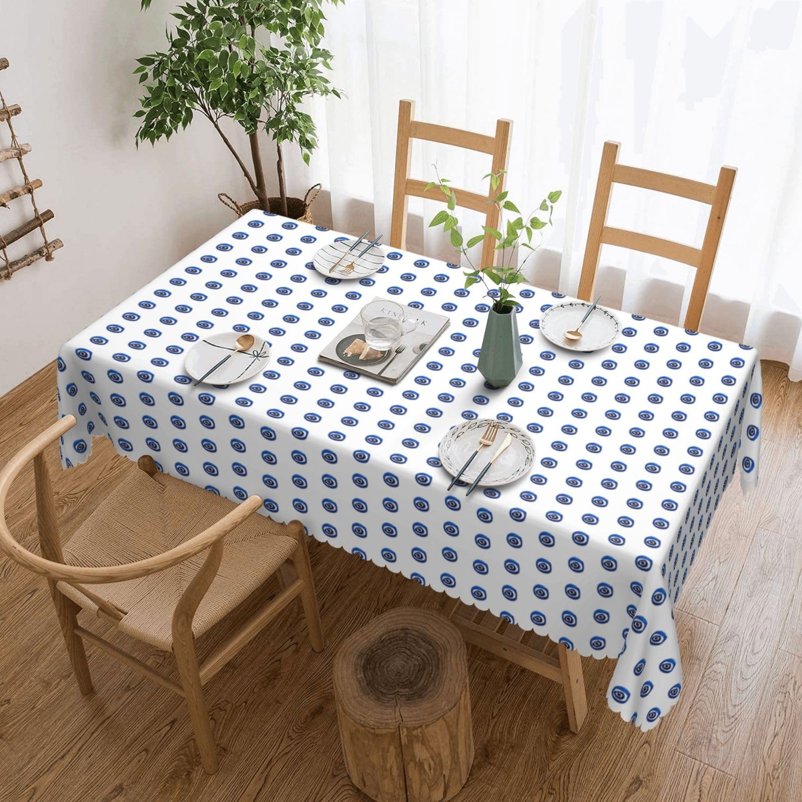Nappe rectangulaire imprimé mauvais yeux en tissu pour dîner et pique-nique