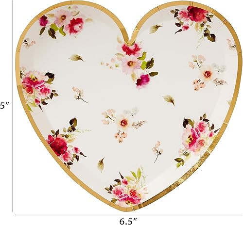 Miniatura 5 de C.R. Gibson Platos de almuerzo con forma de corazón dorado con forma de corazón, 8 unidades (TW13-25403), mediano