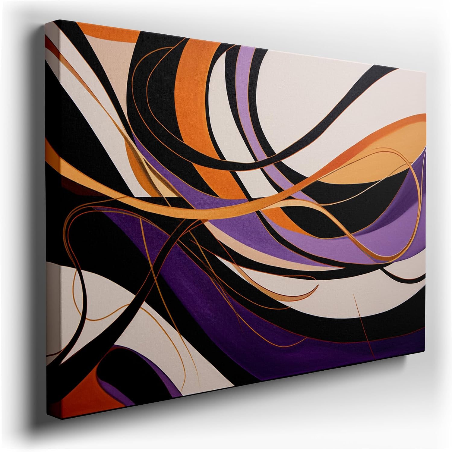 Canvas for Living room. Unleashing Vibrancy Through Curves and Lines Dynamic Abstract Exploration, 27 x 18 inch Canvas Wall Art - Ready to Hang - 69x46 cm (27x18 inch)