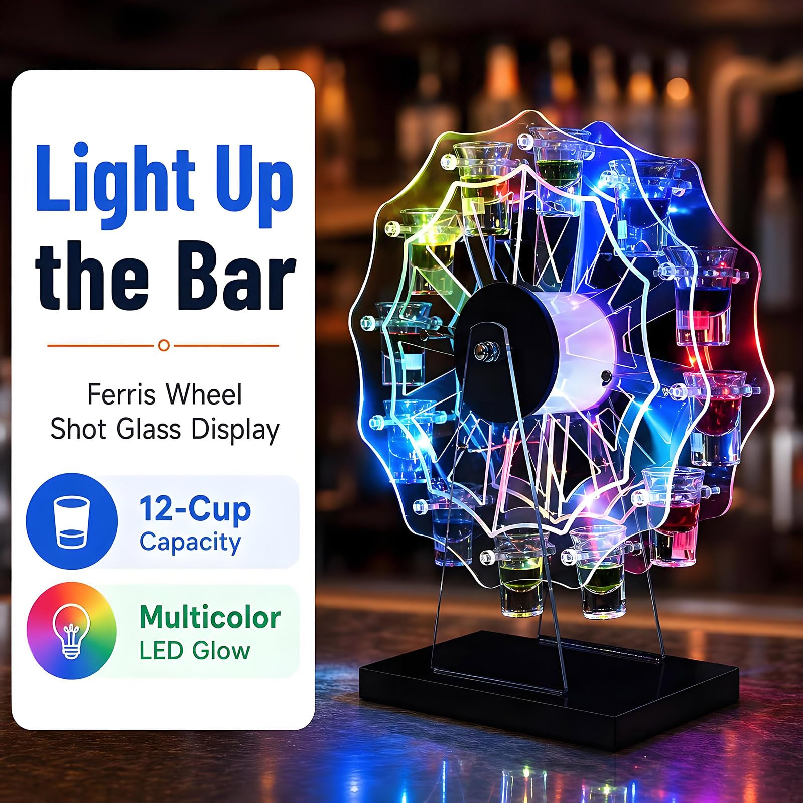 Amazon.com: NURBAL Shot Glass Holder, LED Lighted Liquor Shelves