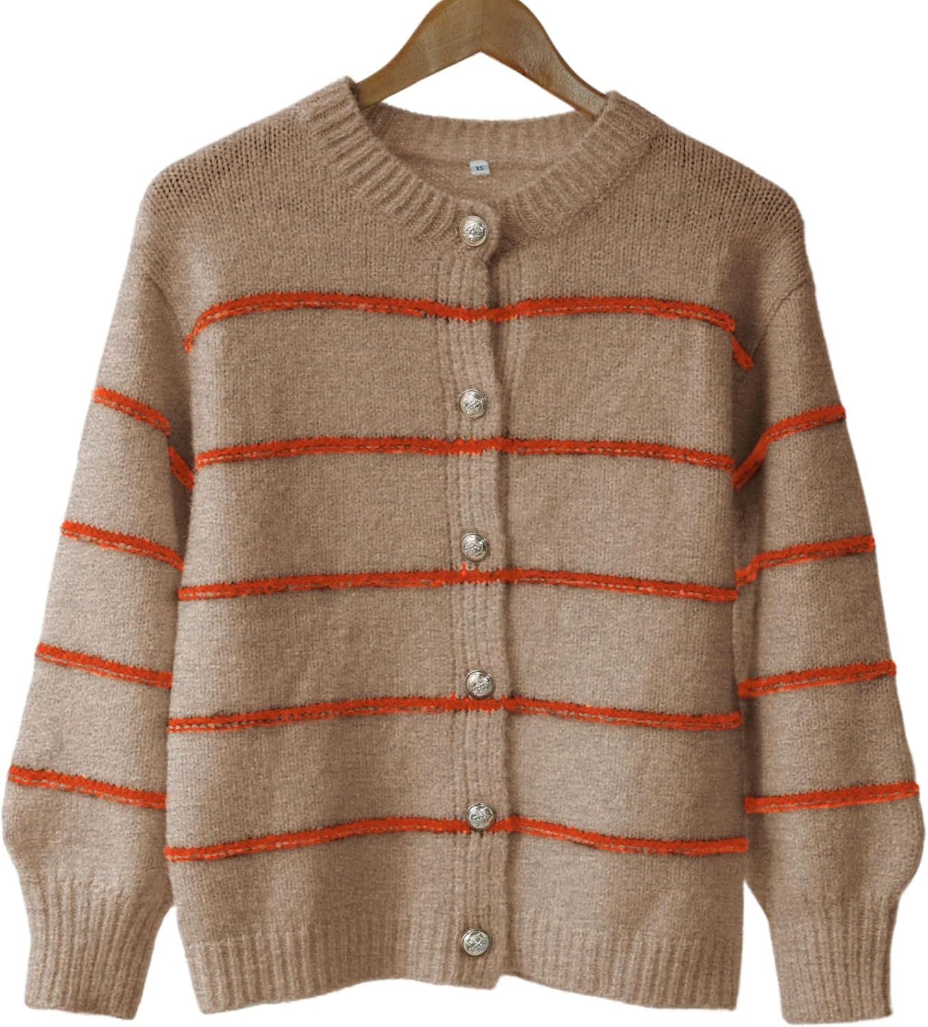 QIBABU Womens Striped Cardigan Sweaters Casual Open Front Long Sleeve Button Down Knit Outwear - Image 7