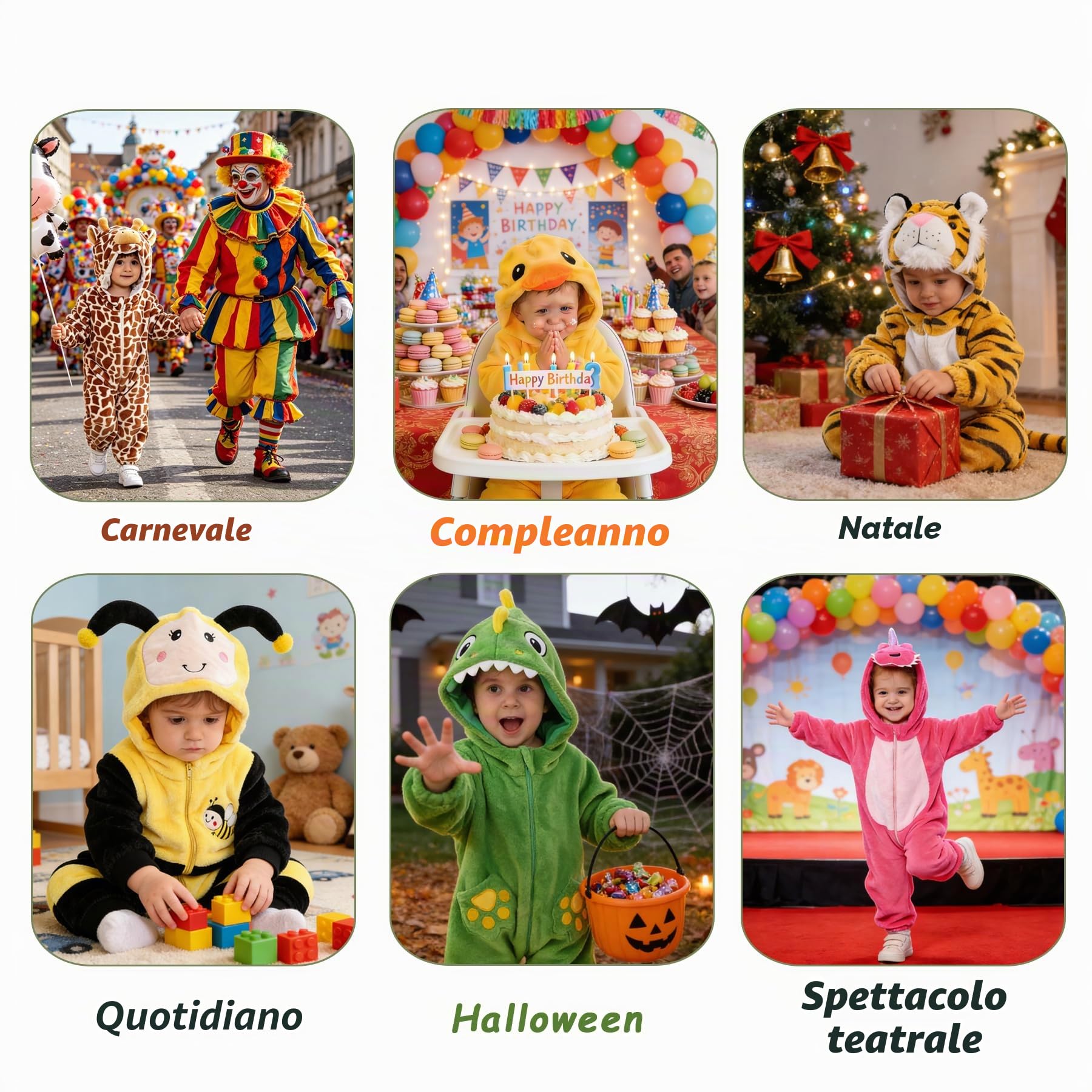 Unisex Toddlers pagliaccetto neonato natale Animale Stile Flanella Cosplay Halloween Costume Attrezzatura