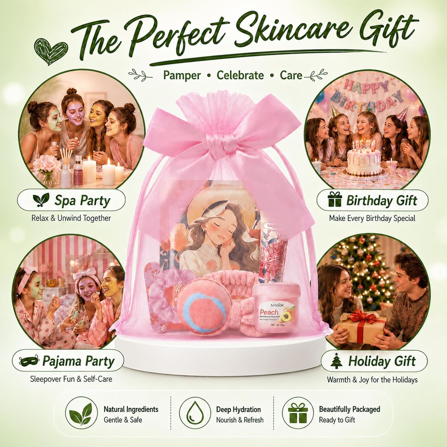 Dimore 130 Pcs Spa Party Supplies & Bulk Gifts for Women, Event Favors with Facial Kit, Bow Headbands and Face Mask Bulk, Youth Skin Care Set (130 PCS) image 5