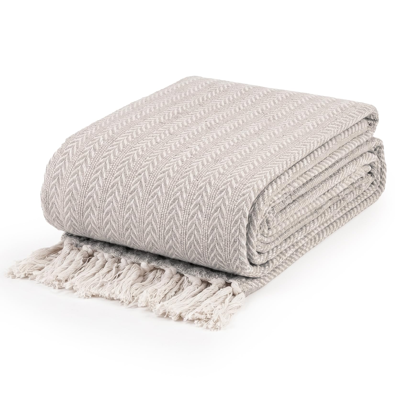 EHC Cotton Woven Arm Chair Sofa Single Throw, Robin Throw Design, 1 Seater Chair/Sofa/Bed, 127 x 152 cm, Grey