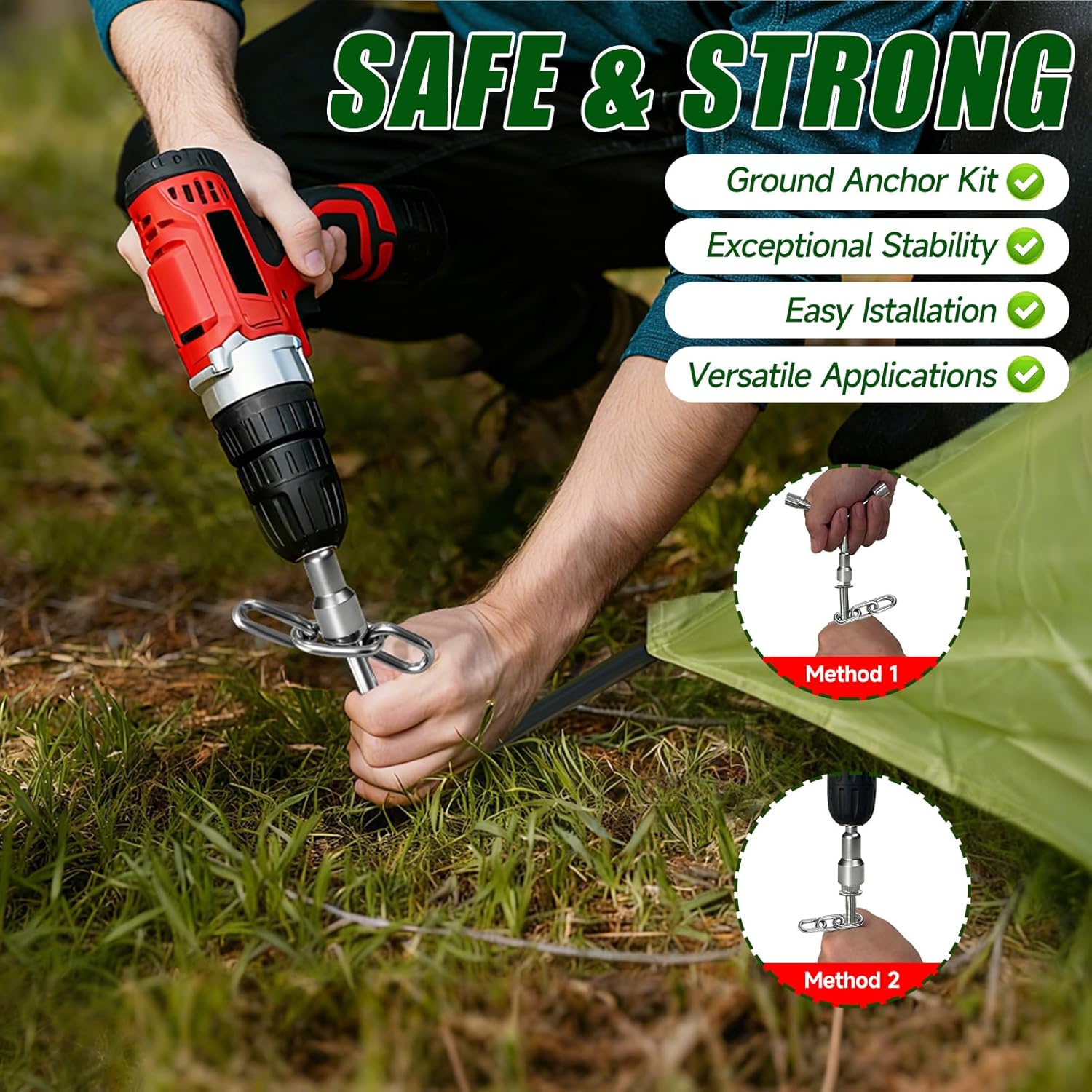 20 Pack Screw in Tent Stakes Heavy Duty,8 ’’ Ground Anchors Screw in,Metal Stakes with Hex Head Driver and Sturdy Storage Bag.(20)
