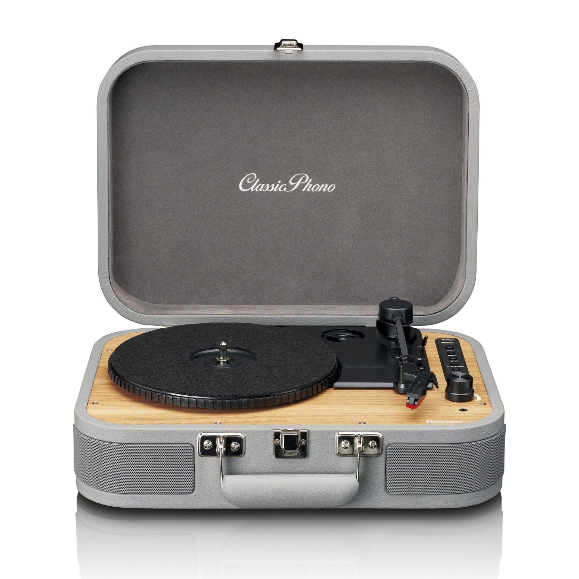 Lenco TT-116GY | Classic Phono TT-116 Plattenspieler mit Lautsprecher und Bluetooth - Schallplattenspieler