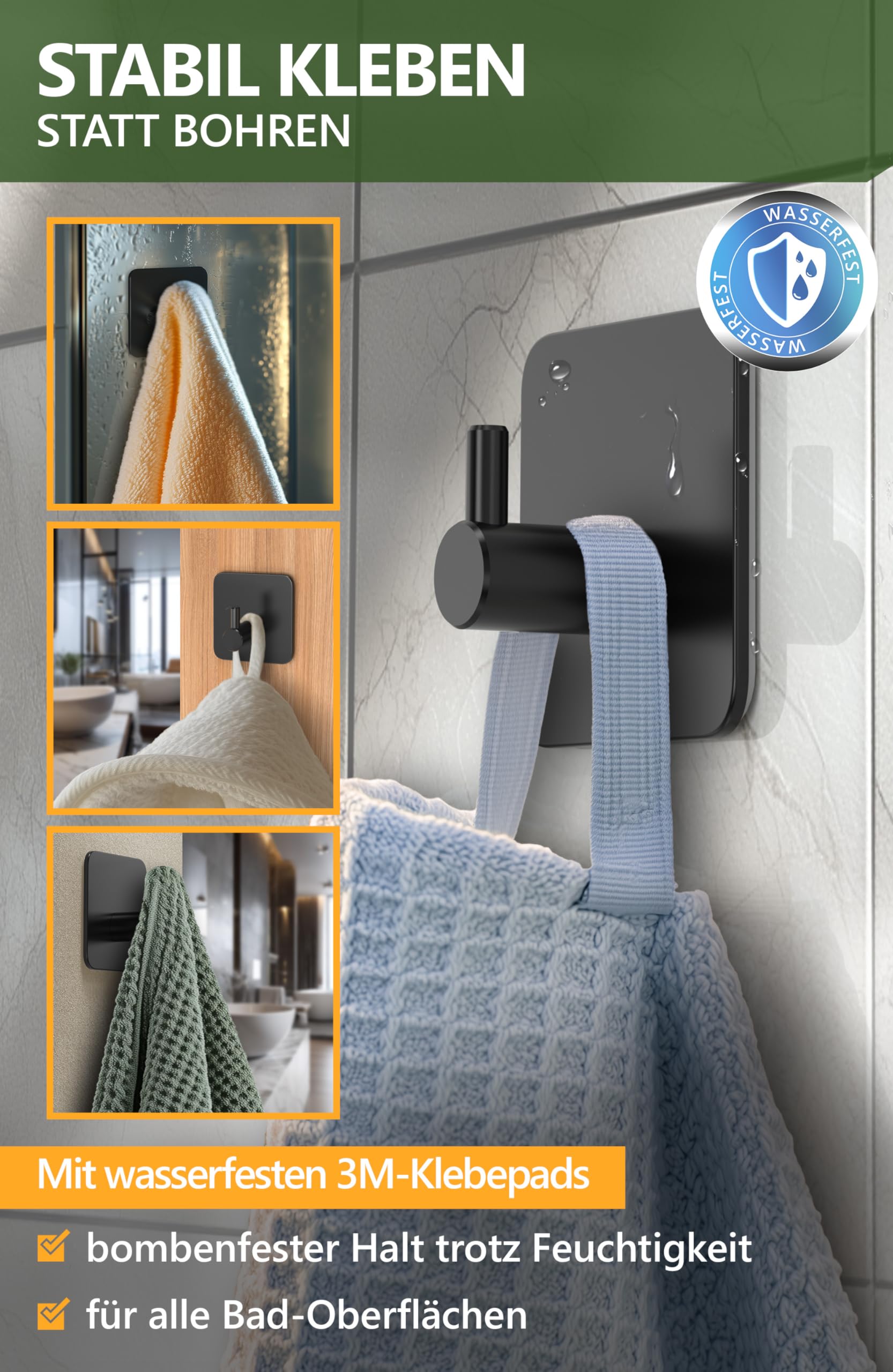 Lote De Ganchos Adhesivos De Pared De Acero Inoxidable Impermeables Y Antioxidantes Sin Perforacion Toallero Trapo De Cocina Para Cocina Bano Plata 98565859