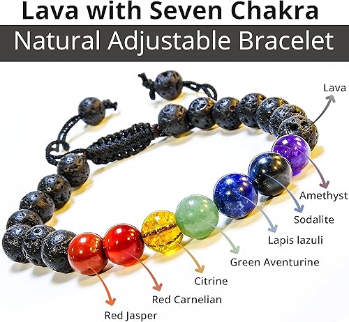 Vista 169 de Adjustable Crystal Bracelet – Gemstone Bead Bracelet with Adjustable Macrame String – Chic Gemstone Bracelet for Men and Women – 8mm Round Healing