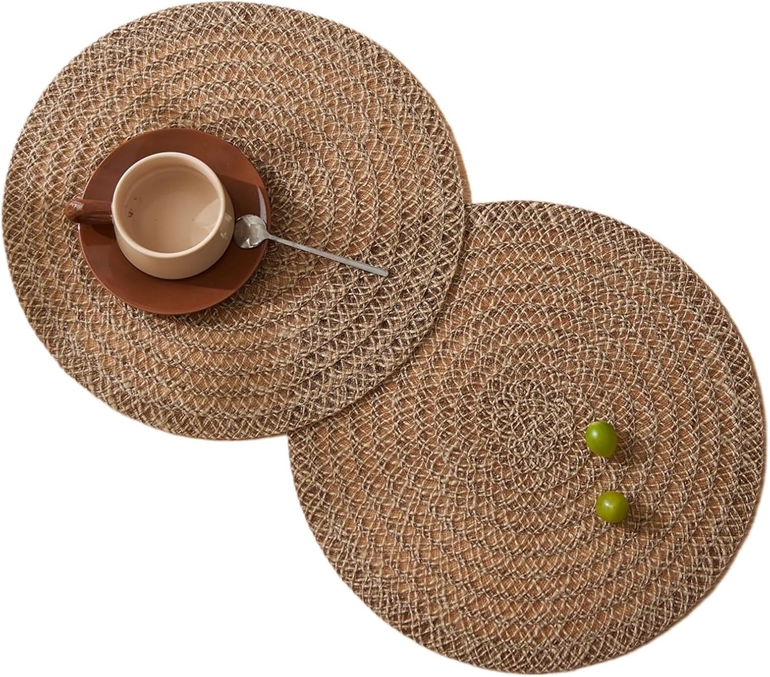 4/6 Placemats Jute for Dining Table Xmas Holiday Thanksgiving Washable Table Mats Kitchen Accessories(6pcs)