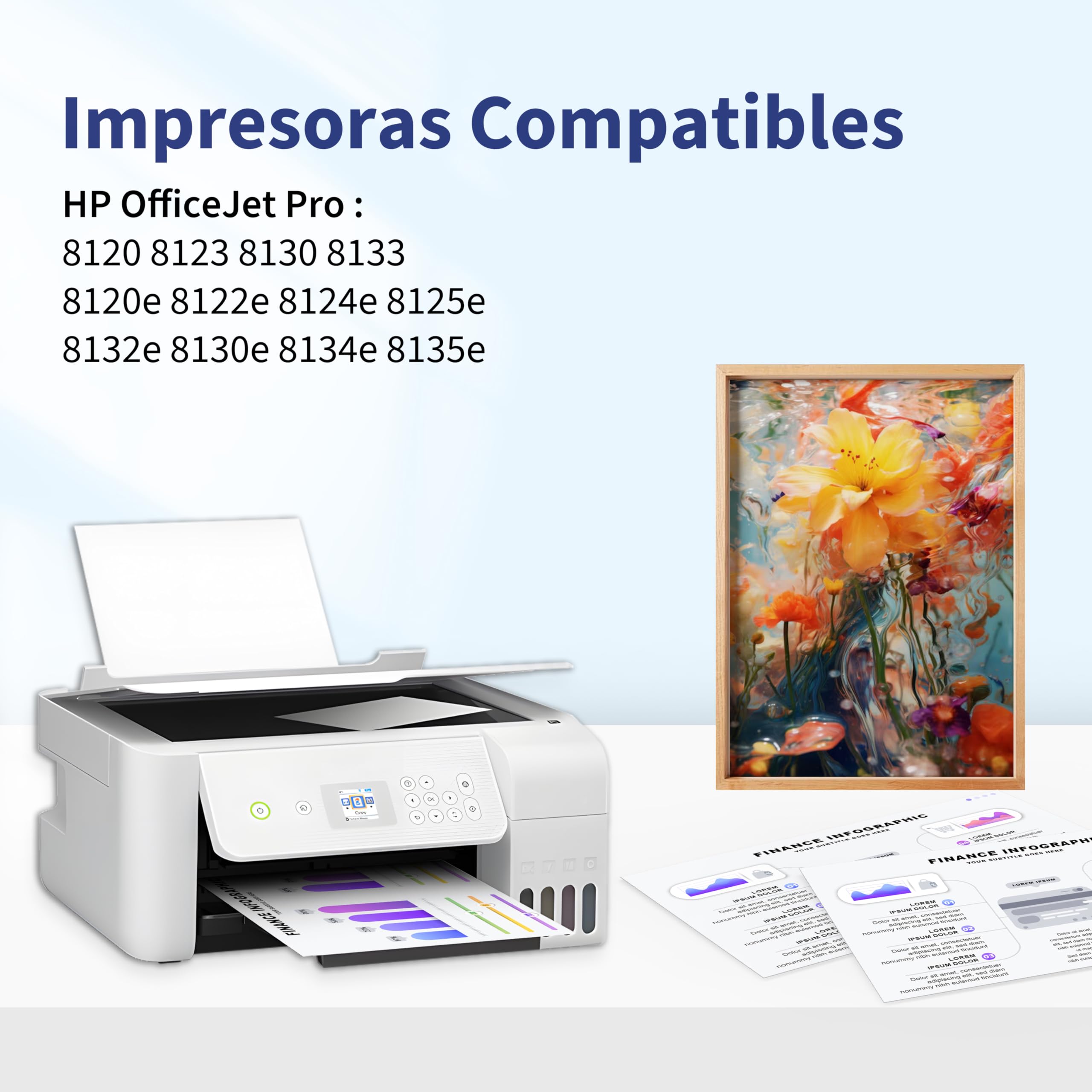 924 Cartuchos de Tinta Compatible para HP 924e Cartuchos Tinta 924XL Pack Compatible para HP OfficeJet Pro 8120 8123 8130 8133 Impresora (4-Pack, Negro Cian Magenta Amarillo)