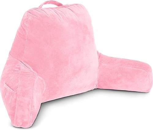 Miniatura 1 de Husband Pillow Almohada de lectura estándar + original rosa en silla de reposo de cama, cojín grande de espuma viscoelástica triturada, respaldo