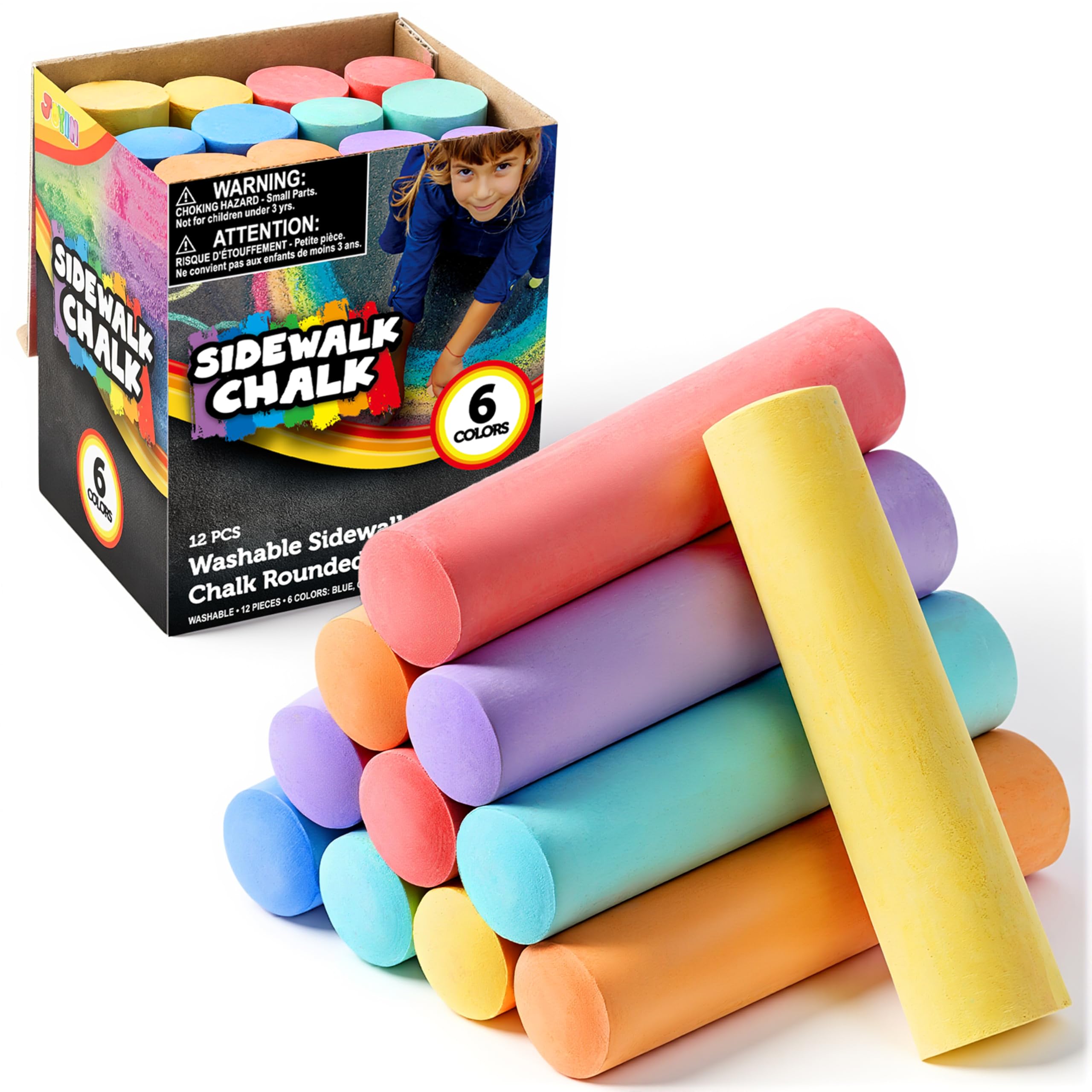 Amazon.com: JOYIN 12 PCS Washable Sidewalk Chalks Set Non-Toxic