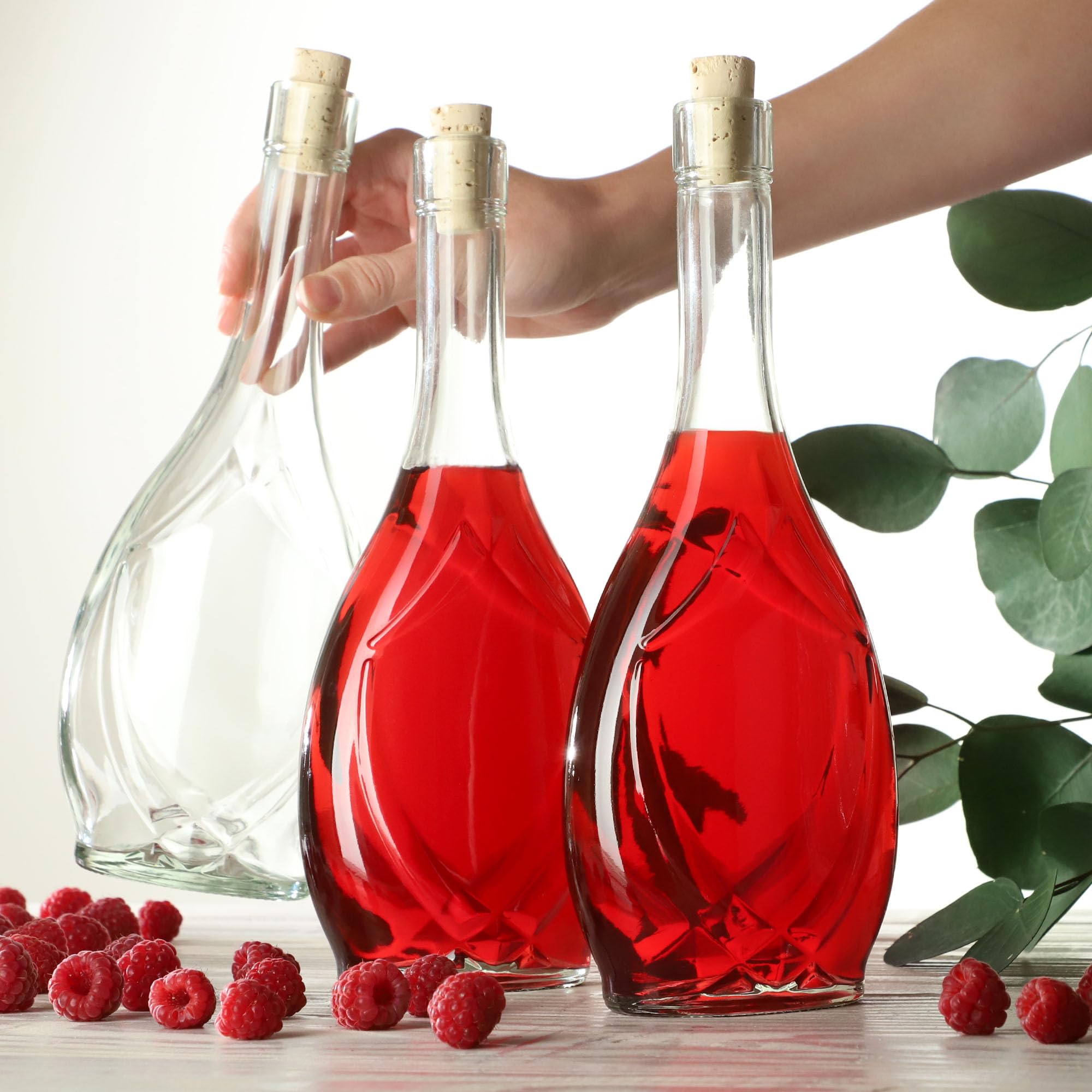 KADAX Lot de 9 Bouteilles en Verre 500ml avec Bouchon en liège – Bouteilles vides à remplir pour Liqueur, schnaps, Huile et vinaigre, idéales pour Cadeaux et Faire Maison