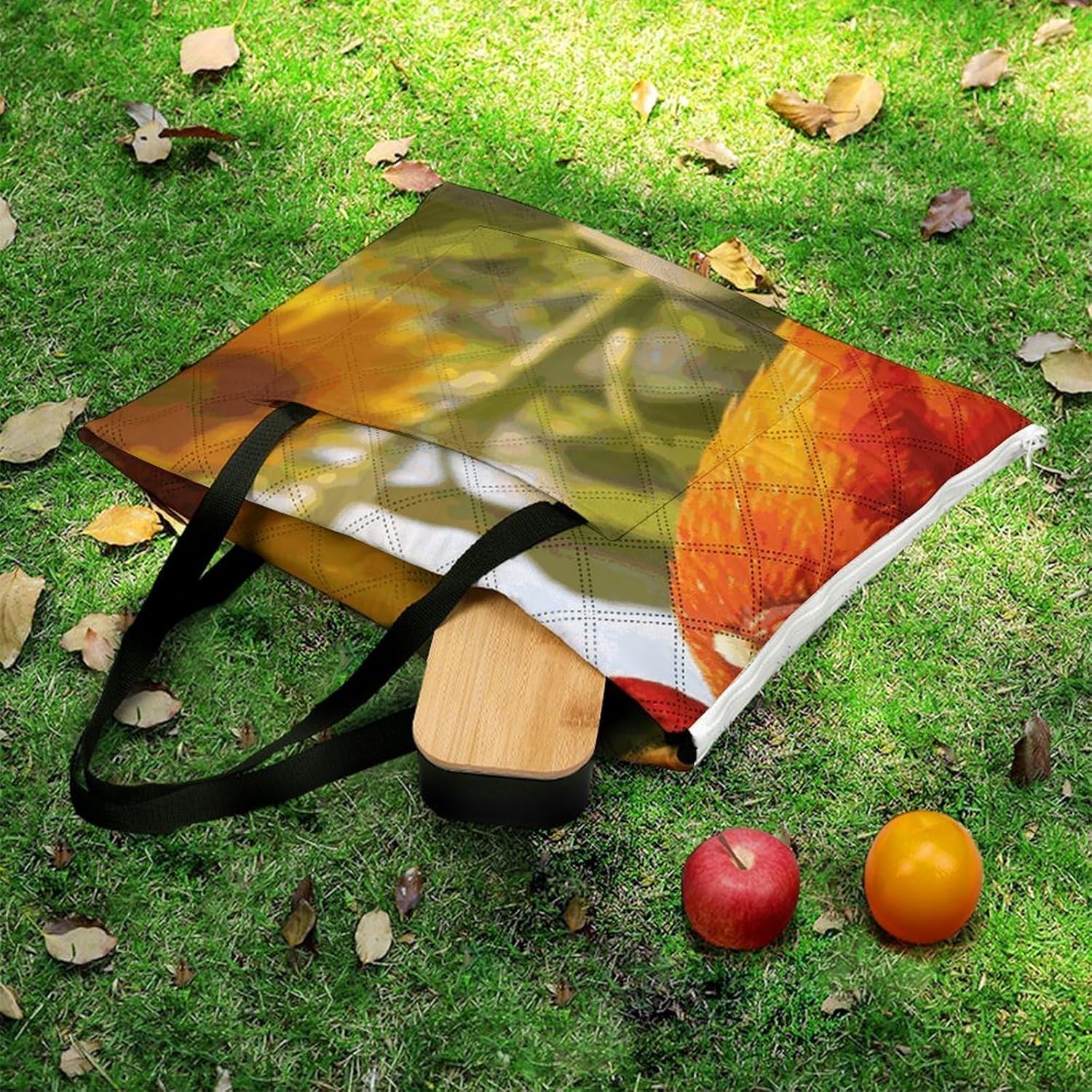 Rooster Sunflowers Picnic Blanket with Zipper Water Resistant Sand Free Picnic Mat Washable Foldable Easy Carry Beach Blanket for Lawn Beach Hiking Camping