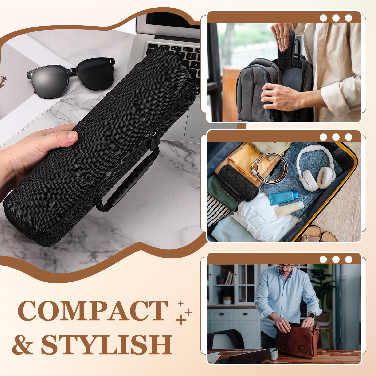 Estuche de viaje para relojes sourcing map, caja de almacenamiento portátil de 5 ranuras para relojes, estuche enrollable organizador para relojes de pulsera para hombres y mujeres, viajes, negocios